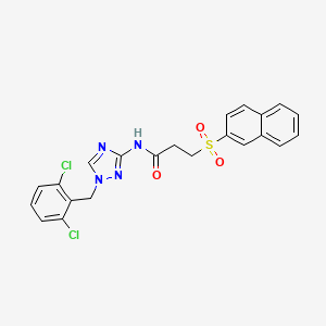 molecular formula C22H18Cl2N4O3S B10895536 N-[1-(2,6-dichlorobenzyl)-1H-1,2,4-triazol-3-yl]-3-(naphthalen-2-ylsulfonyl)propanamide 