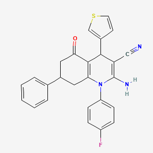 molecular formula C26H20FN3OS B10895568 2-Amino-1-(4-fluorophenyl)-5-oxo-7-phenyl-4-(thiophen-3-yl)-1,4,5,6,7,8-hexahydroquinoline-3-carbonitrile 