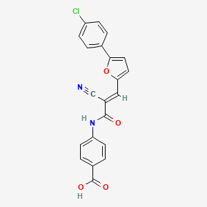 molecular formula C21H13ClN2O4 B10895579 4-({(2E)-3-[5-(4-chlorophenyl)furan-2-yl]-2-cyanoprop-2-enoyl}amino)benzoic acid 