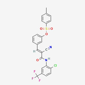 molecular formula C24H16ClF3N2O4S B10895587 3-[(1E)-3-{[2-chloro-5-(trifluoromethyl)phenyl]amino}-2-cyano-3-oxoprop-1-en-1-yl]phenyl 4-methylbenzenesulfonate 