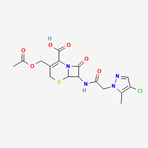 molecular formula C16H17ClN4O6S B10895597 3-[(acetyloxy)methyl]-7-{[(4-chloro-5-methyl-1H-pyrazol-1-yl)acetyl]amino}-8-oxo-5-thia-1-azabicyclo[4.2.0]oct-2-ene-2-carboxylic acid 