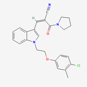 molecular formula C25H24ClN3O2 B10895610 (2Z)-3-{1-[2-(4-chloro-3-methylphenoxy)ethyl]-1H-indol-3-yl}-2-(pyrrolidin-1-ylcarbonyl)prop-2-enenitrile 