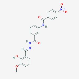 molecular formula C22H18N4O6 B10895615 N-(3-{[(2E)-2-(2-hydroxy-3-methoxybenzylidene)hydrazinyl]carbonyl}phenyl)-4-nitrobenzamide 