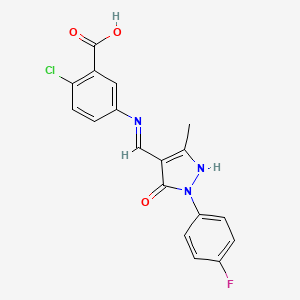 2-chloro-5-({(Z)-[1-(4-fluorophenyl)-3-methyl-5-oxo-1,5-dihydro-4H-pyrazol-4-ylidene]methyl}amino)benzoic acid