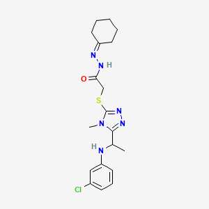 2-[(5-{1-[(3-chlorophenyl)amino]ethyl}-4-methyl-4H-1,2,4-triazol-3-yl)sulfanyl]-N'-cyclohexylideneacetohydrazide