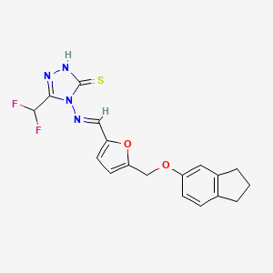 5-(difluoromethyl)-4-{[(E)-{5-[(2,3-dihydro-1H-inden-5-yloxy)methyl]furan-2-yl}methylidene]amino}-4H-1,2,4-triazole-3-thiol