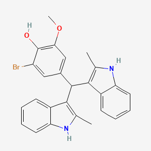 molecular formula C26H23BrN2O2 B10895715 4-[bis(2-methyl-1H-indol-3-yl)methyl]-2-bromo-6-methoxyphenol 