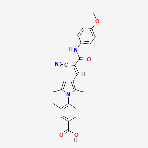 molecular formula C25H23N3O4 B10895729 4-(3-{(1E)-2-cyano-3-[(4-methoxyphenyl)amino]-3-oxoprop-1-en-1-yl}-2,5-dimethyl-1H-pyrrol-1-yl)-3-methylbenzoic acid 