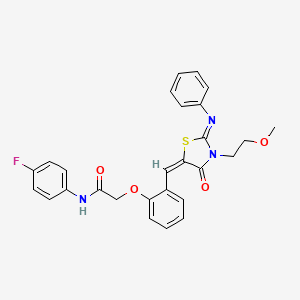 molecular formula C27H24FN3O4S B10895779 N-(4-fluorophenyl)-2-(2-{(E)-[(2Z)-3-(2-methoxyethyl)-4-oxo-2-(phenylimino)-1,3-thiazolidin-5-ylidene]methyl}phenoxy)acetamide 