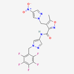 5-methyl-4-[(4-nitro-1H-pyrazol-1-yl)methyl]-N-[1-(pentafluorobenzyl)-1H-pyrazol-4-yl]-1,2-oxazole-3-carboxamide