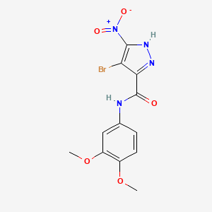 4-bromo-N-(3,4-dimethoxyphenyl)-3-nitro-1H-pyrazole-5-carboxamide