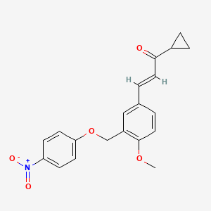 molecular formula C20H19NO5 B10895783 (2E)-1-cyclopropyl-3-{4-methoxy-3-[(4-nitrophenoxy)methyl]phenyl}prop-2-en-1-one 