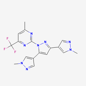 molecular formula C17H15F3N8 B10895808 2-[3,5-bis(1-methylpyrazol-4-yl)pyrazol-1-yl]-4-methyl-6-(trifluoromethyl)pyrimidine 