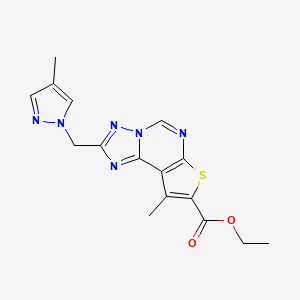 ethyl 9-methyl-2-[(4-methyl-1H-pyrazol-1-yl)methyl]thieno[3,2-e][1,2,4]triazolo[1,5-c]pyrimidine-8-carboxylate