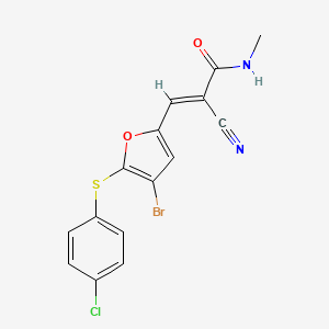 molecular formula C15H10BrClN2O2S B10895945 (2E)-3-{4-bromo-5-[(4-chlorophenyl)sulfanyl]furan-2-yl}-2-cyano-N-methylprop-2-enamide 