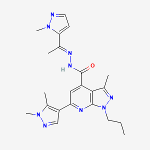 6-(1,5-dimethyl-1H-pyrazol-4-yl)-3-methyl-N'-[(1E)-1-(1-methyl-1H-pyrazol-5-yl)ethylidene]-1-propyl-1H-pyrazolo[3,4-b]pyridine-4-carbohydrazide