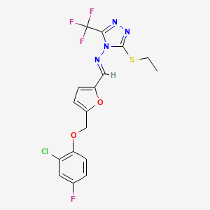 N-[(E)-{5-[(2-chloro-4-fluorophenoxy)methyl]furan-2-yl}methylidene]-3-(ethylsulfanyl)-5-(trifluoromethyl)-4H-1,2,4-triazol-4-amine