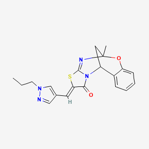 molecular formula C20H20N4O2S B10895998 (2Z)-5-methyl-2-[(1-propyl-1H-pyrazol-4-yl)methylidene]-5H,11H-5,11-methano[1,3]thiazolo[2,3-d][1,3,5]benzoxadiazocin-1(2H)-one 