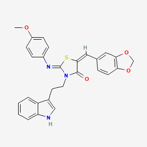 molecular formula C28H23N3O4S B10896014 (2Z,5E)-5-(1,3-benzodioxol-5-ylmethylidene)-3-[2-(1H-indol-3-yl)ethyl]-2-[(4-methoxyphenyl)imino]-1,3-thiazolidin-4-one 