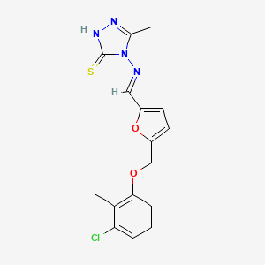 4-{[(E)-{5-[(3-chloro-2-methylphenoxy)methyl]furan-2-yl}methylidene]amino}-5-methyl-4H-1,2,4-triazole-3-thiol