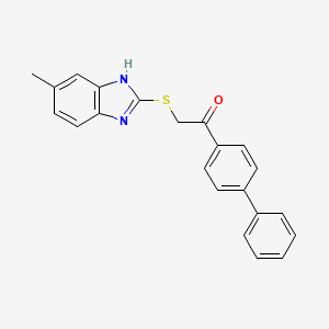 molecular formula C22H18N2OS B10896080 1-(biphenyl-4-yl)-2-[(5-methyl-1H-benzimidazol-2-yl)sulfanyl]ethanone 