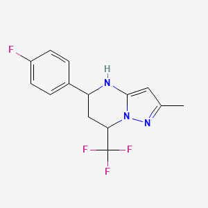 molecular formula C14H13F4N3 B10896104 5-(4-Fluorophenyl)-2-methyl-7-(trifluoromethyl)-4,5,6,7-tetrahydropyrazolo[1,5-a]pyrimidine 