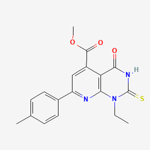 Methyl 1-ethyl-7-(4-methylphenyl)-4-oxo-2-sulfanyl-1,4-dihydropyrido[2,3-d]pyrimidine-5-carboxylate