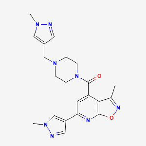 molecular formula C21H24N8O2 B10896180 [3-methyl-6-(1-methyl-1H-pyrazol-4-yl)[1,2]oxazolo[5,4-b]pyridin-4-yl]{4-[(1-methyl-1H-pyrazol-4-yl)methyl]piperazin-1-yl}methanone 