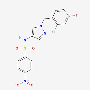 molecular formula C16H12ClFN4O4S B10896182 N-[1-(2-chloro-4-fluorobenzyl)-1H-pyrazol-4-yl]-4-nitrobenzenesulfonamide 