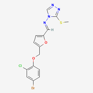 molecular formula C15H12BrClN4O2S B10896228 N-[(E)-{5-[(4-bromo-2-chlorophenoxy)methyl]furan-2-yl}methylidene]-3-(methylsulfanyl)-4H-1,2,4-triazol-4-amine 