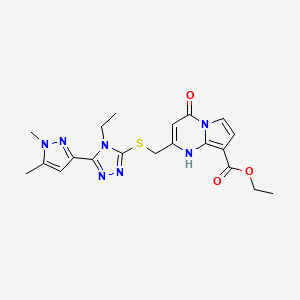 ethyl 2-({[5-(1,5-dimethyl-1H-pyrazol-3-yl)-4-ethyl-4H-1,2,4-triazol-3-yl]sulfanyl}methyl)-4-oxo-1,4-dihydropyrrolo[1,2-a]pyrimidine-8-carboxylate