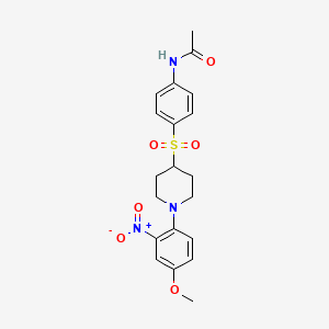 molecular formula C20H23N3O6S B10896245 N-(4-{[1-(4-methoxy-2-nitrophenyl)piperidin-4-yl]sulfonyl}phenyl)acetamide 