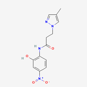 N-(2-hydroxy-4-nitrophenyl)-3-(4-methyl-1H-pyrazol-1-yl)propanamide