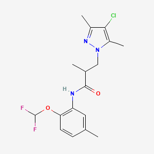 molecular formula C17H20ClF2N3O2 B10896292 3-(4-chloro-3,5-dimethyl-1H-pyrazol-1-yl)-N-[2-(difluoromethoxy)-5-methylphenyl]-2-methylpropanamide 