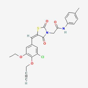 molecular formula C24H21ClN2O5S B10896299 2-{(5E)-5-[3-chloro-5-ethoxy-4-(prop-2-yn-1-yloxy)benzylidene]-2,4-dioxo-1,3-thiazolidin-3-yl}-N-(4-methylphenyl)acetamide 