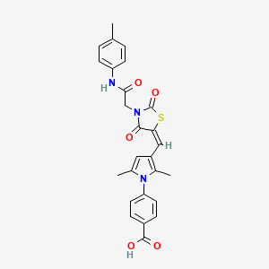 4-{2,5-dimethyl-3-[(E)-(3-{2-[(4-methylphenyl)amino]-2-oxoethyl}-2,4-dioxo-1,3-thiazolidin-5-ylidene)methyl]-1H-pyrrol-1-yl}benzoic acid