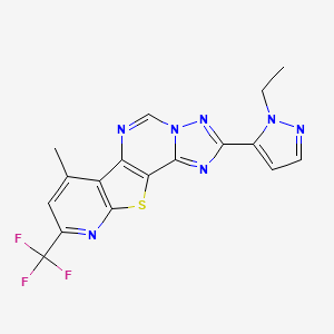 4-(2-ethylpyrazol-3-yl)-11-methyl-13-(trifluoromethyl)-16-thia-3,5,6,8,14-pentazatetracyclo[7.7.0.02,6.010,15]hexadeca-1(9),2,4,7,10(15),11,13-heptaene