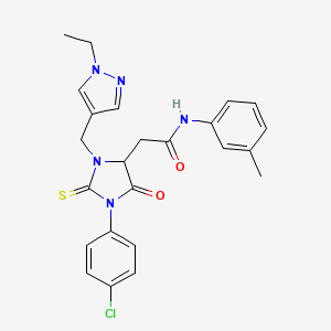 2-{1-(4-chlorophenyl)-3-[(1-ethyl-1H-pyrazol-4-yl)methyl]-5-oxo-2-thioxoimidazolidin-4-yl}-N-(3-methylphenyl)acetamide