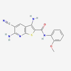 molecular formula C16H13N5O2S B10896359 3,6-diamino-5-cyano-N-(2-methoxyphenyl)thieno[2,3-b]pyridine-2-carboxamide 