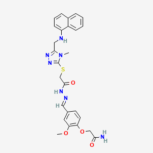 2-{2-methoxy-4-[(E)-{2-[({4-methyl-5-[(naphthalen-1-ylamino)methyl]-4H-1,2,4-triazol-3-yl}sulfanyl)acetyl]hydrazinylidene}methyl]phenoxy}acetamide