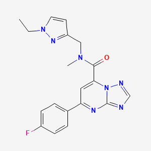 molecular formula C19H18FN7O B10896440 N-[(1-ethyl-1H-pyrazol-3-yl)methyl]-5-(4-fluorophenyl)-N-methyl[1,2,4]triazolo[1,5-a]pyrimidine-7-carboxamide 