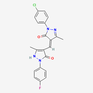 (4Z)-2-(4-chlorophenyl)-4-[[2-(4-fluorophenyl)-5-methyl-3-oxo-1H-pyrazol-4-yl]methylidene]-5-methylpyrazol-3-one