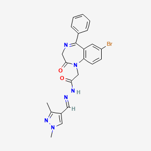 molecular formula C23H21BrN6O2 B10896452 2-(7-bromo-2-oxo-5-phenyl-2,3-dihydro-1H-1,4-benzodiazepin-1-yl)-N'-[(E)-(1,3-dimethyl-1H-pyrazol-4-yl)methylidene]acetohydrazide 