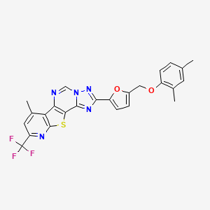 4-[5-[(2,4-dimethylphenoxy)methyl]furan-2-yl]-11-methyl-13-(trifluoromethyl)-16-thia-3,5,6,8,14-pentazatetracyclo[7.7.0.02,6.010,15]hexadeca-1(9),2,4,7,10(15),11,13-heptaene