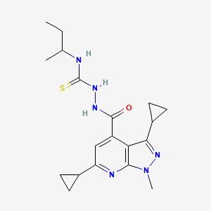 molecular formula C19H26N6OS B10896493 N-(butan-2-yl)-2-[(3,6-dicyclopropyl-1-methyl-1H-pyrazolo[3,4-b]pyridin-4-yl)carbonyl]hydrazinecarbothioamide 