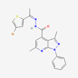 molecular formula C21H18BrN5OS B10896501 N'-[(1Z)-1-(4-bromothiophen-2-yl)ethylidene]-3,6-dimethyl-1-phenyl-1H-pyrazolo[3,4-b]pyridine-4-carbohydrazide 