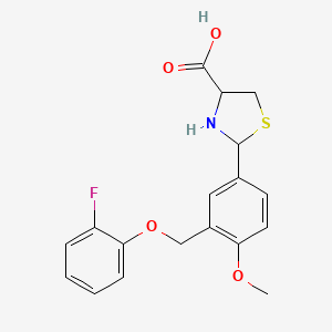 molecular formula C18H18FNO4S B10896509 2-{3-[(2-Fluorophenoxy)methyl]-4-methoxyphenyl}-1,3-thiazolidine-4-carboxylic acid 