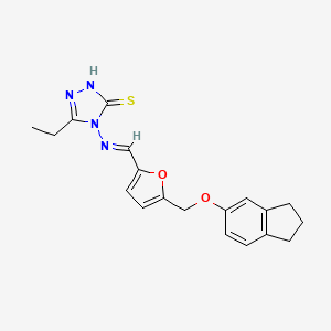 4-{[(E)-{5-[(2,3-dihydro-1H-inden-5-yloxy)methyl]furan-2-yl}methylidene]amino}-5-ethyl-4H-1,2,4-triazole-3-thiol