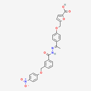 5-[(4-{(1E)-1-[2-({3-[(4-nitrophenoxy)methyl]phenyl}carbonyl)hydrazinylidene]ethyl}phenoxy)methyl]furan-2-carboxylic acid