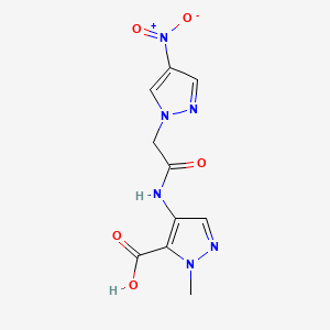 molecular formula C10H10N6O5 B10896542 1-methyl-4-{[(4-nitro-1H-pyrazol-1-yl)acetyl]amino}-1H-pyrazole-5-carboxylic acid 